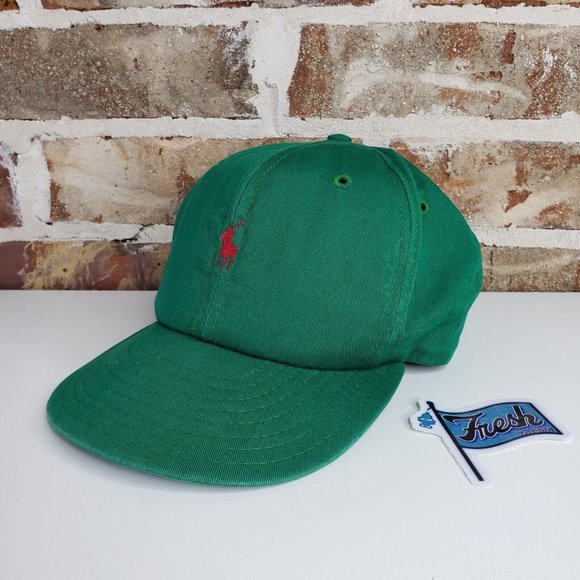Vintage 1990’s POLO Ralph Lauren RLC Made in USA Green Red Pony Sport Snapback - Picture 1 of 10